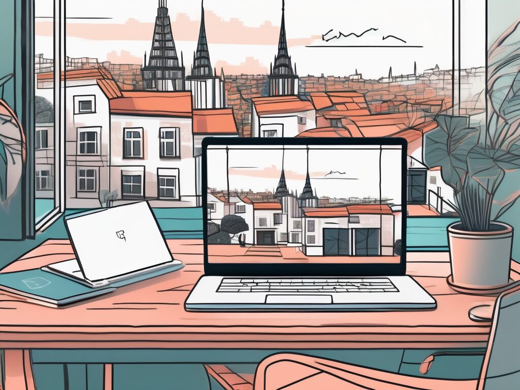 A laptop on a desk