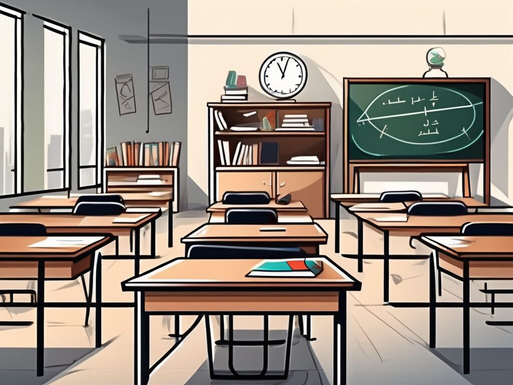 A uae classroom with a teacher's desk