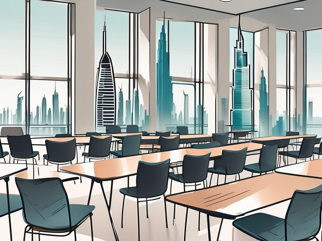 A classroom setting with empty chairs and desks to symbolize the turnover rate