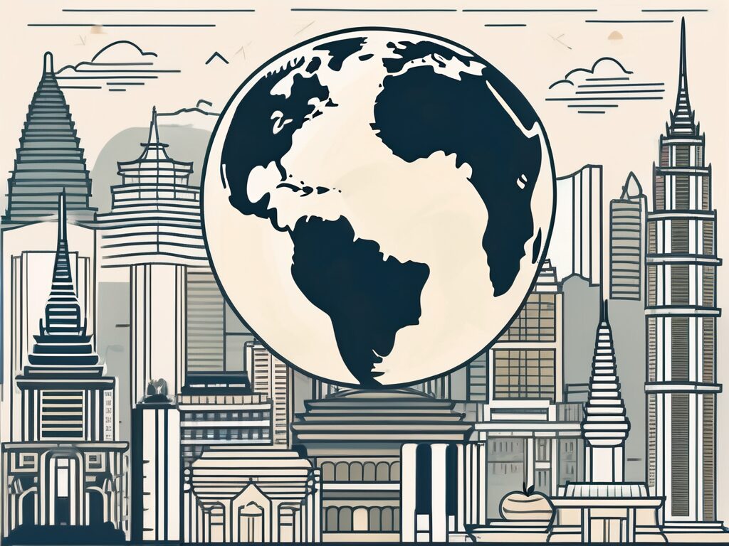 A cityscape of thailand highlighting famous landmarks
