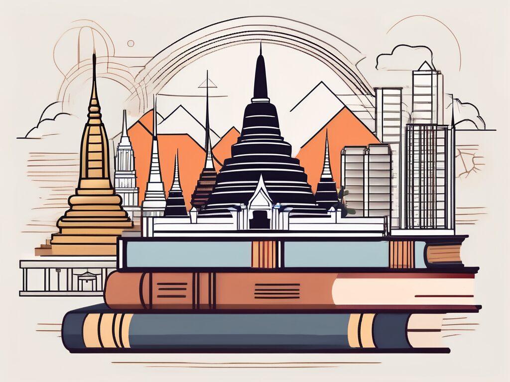 A variety of iconic thai landmarks