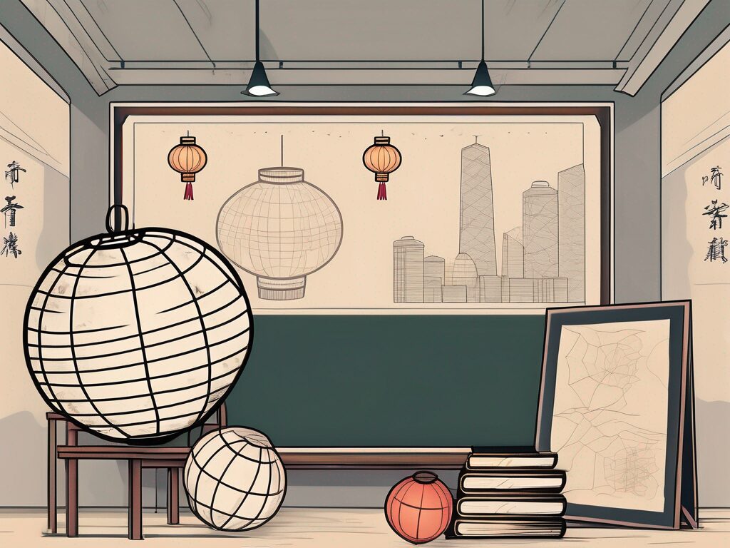 A classroom setting with a chalkboard