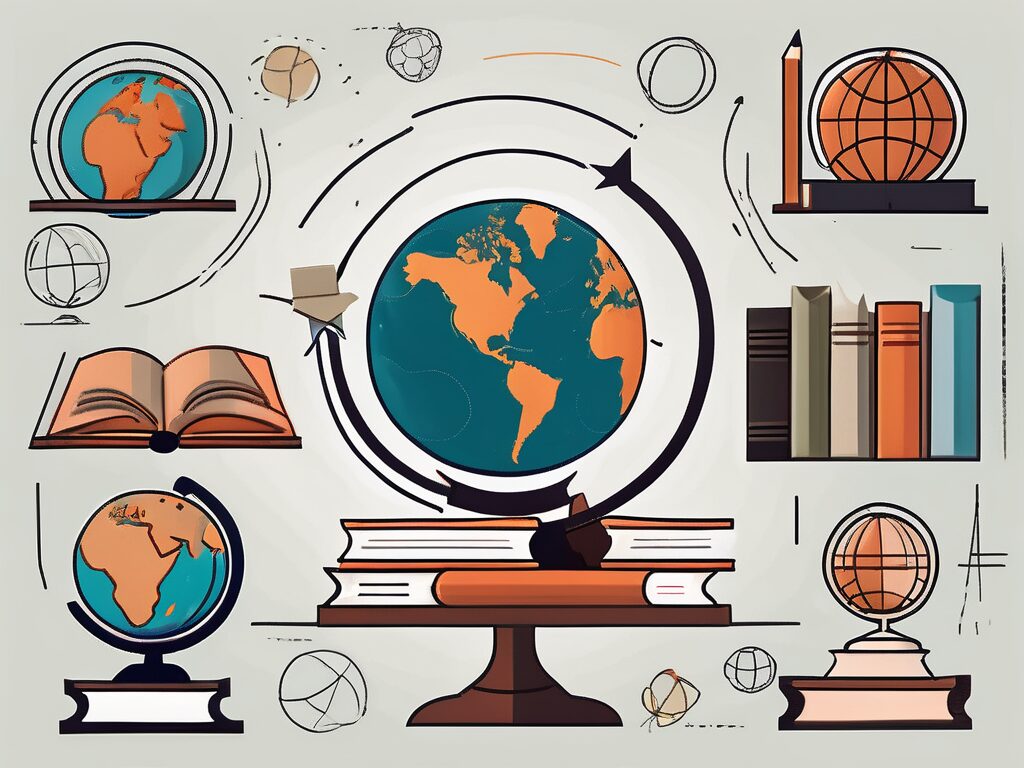 A diverse array of classroom objects such as books