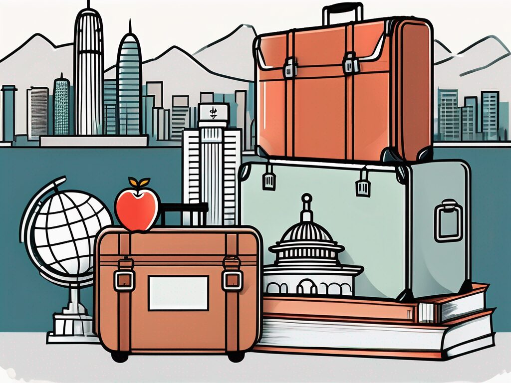 A suitcase filled with various teaching materials like books