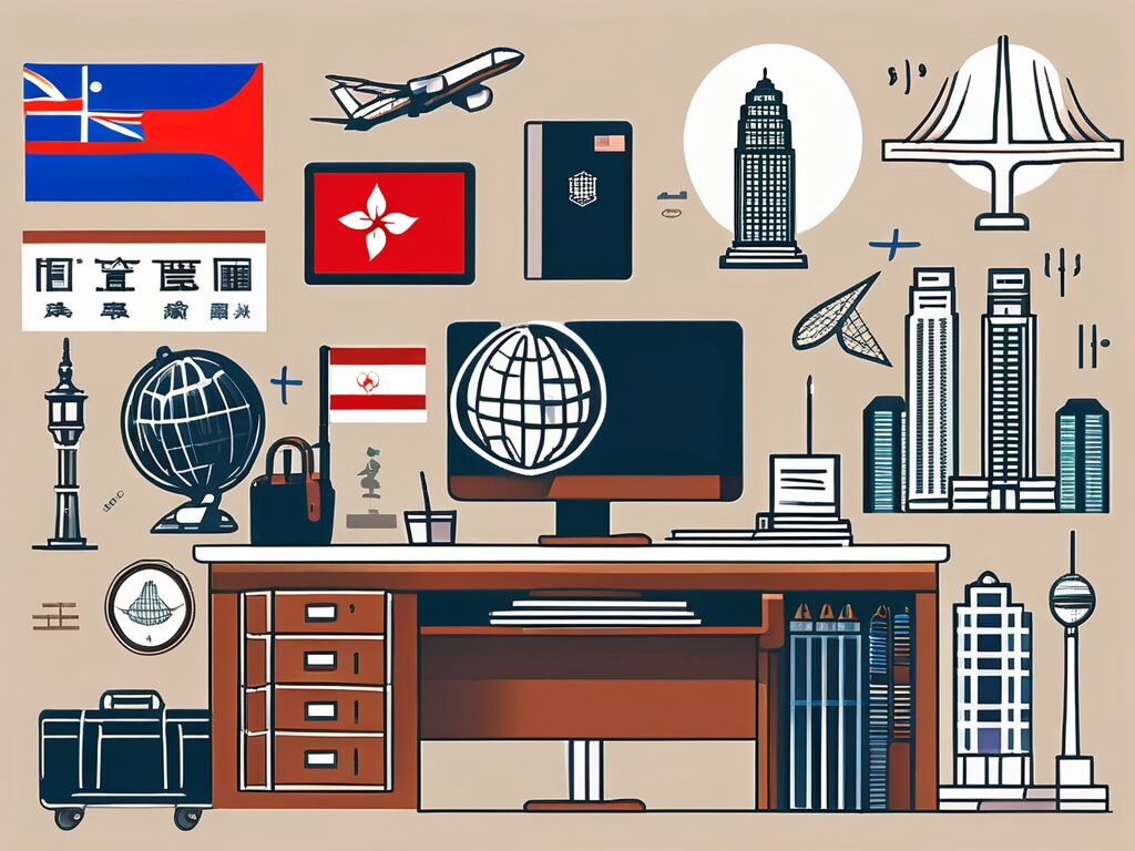 A variety of international school-related items such as textbooks
