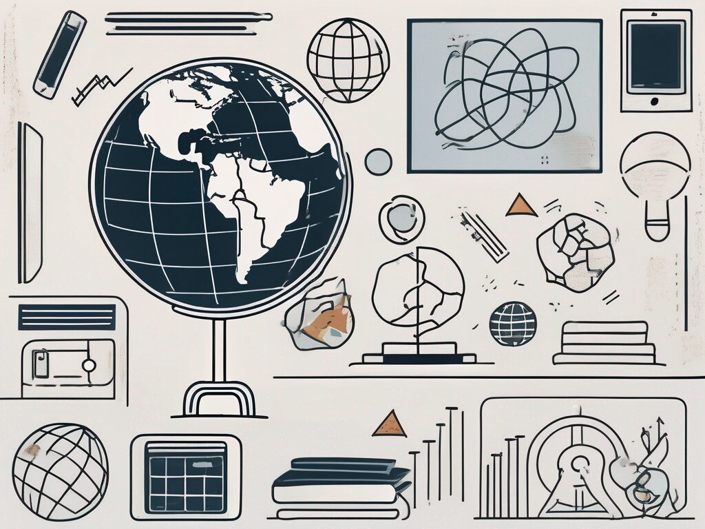 A classroom with various international symbols