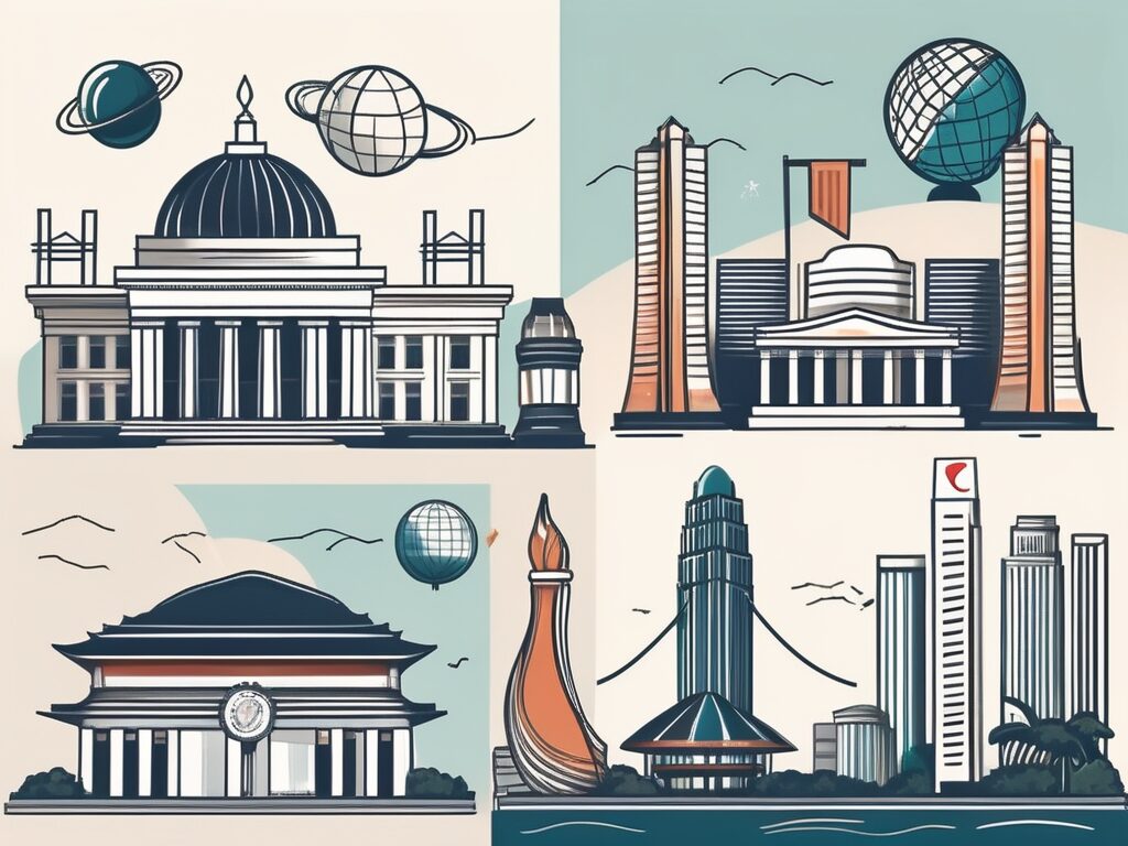 A diverse collection of iconic singapore landmarks