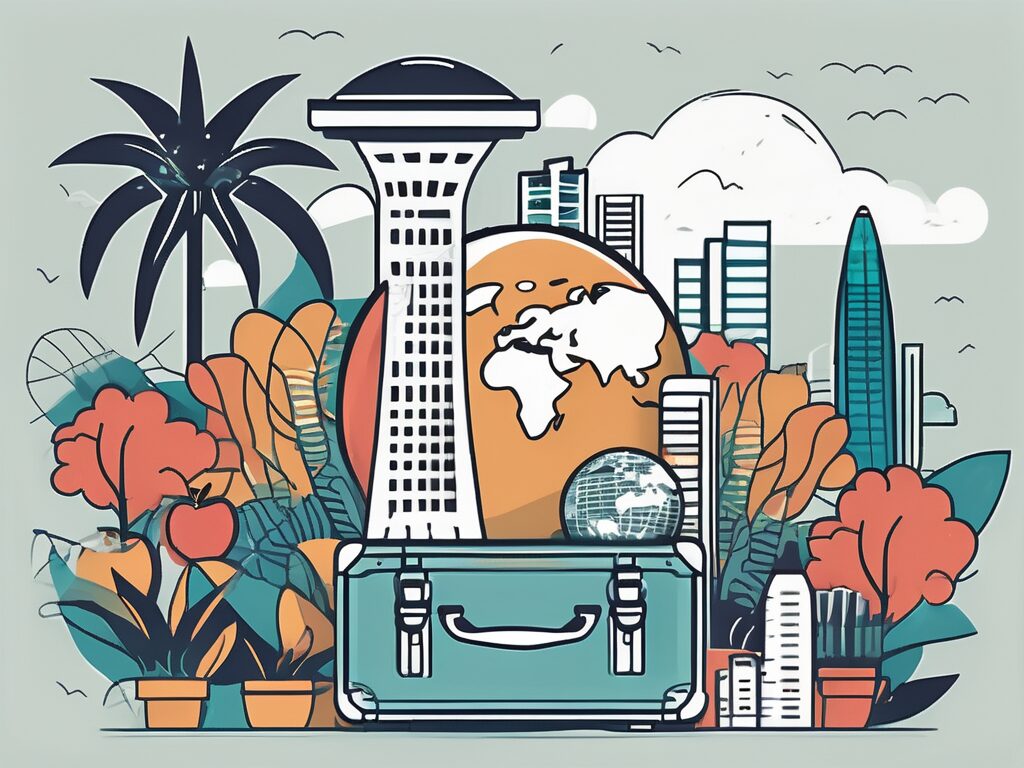 Iconic singapore landmarks like the merlion