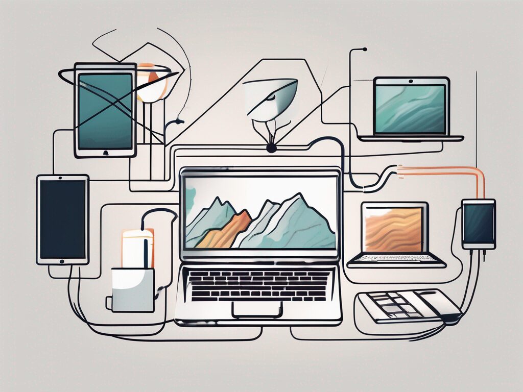 Various digital devices like a laptop