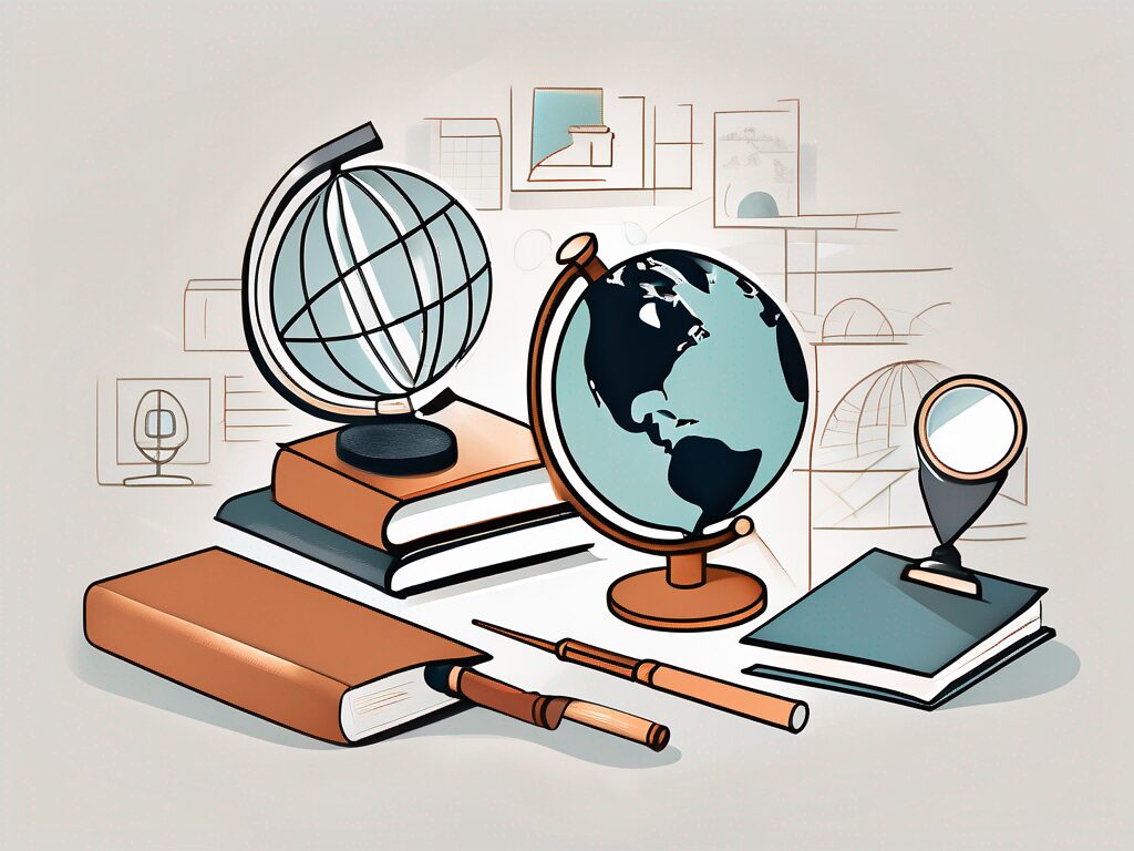A diverse set of school-related objects like books