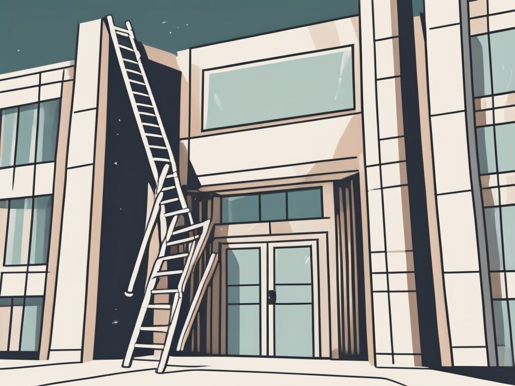 A ladder leading up to an open door