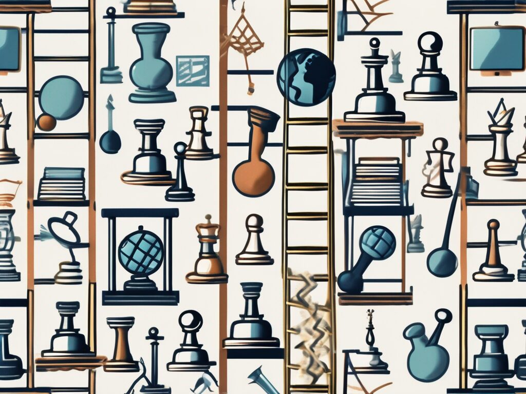 A ladder with nine rungs