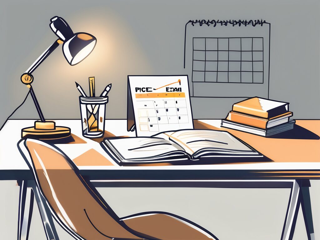 A study desk with textbooks