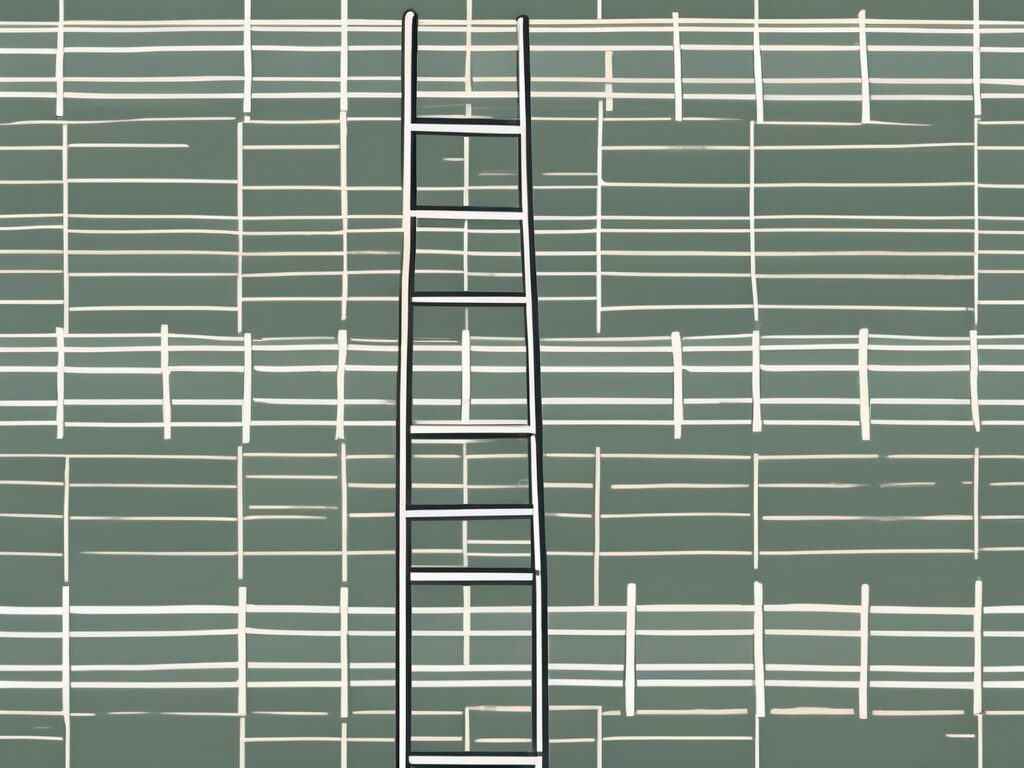 A ladder leaning against the great wall of china