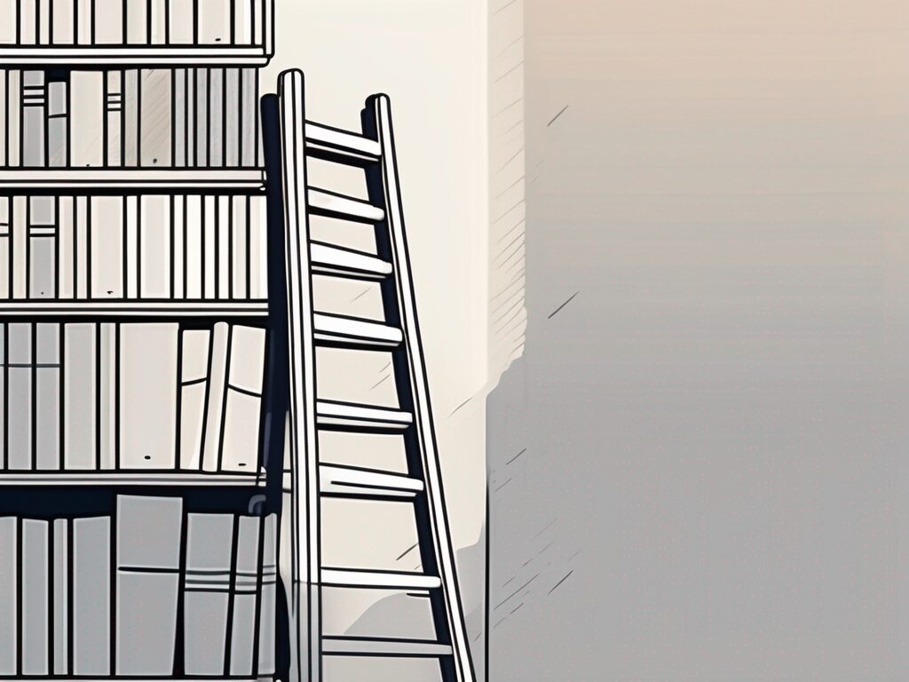 A ladder leaning against a book