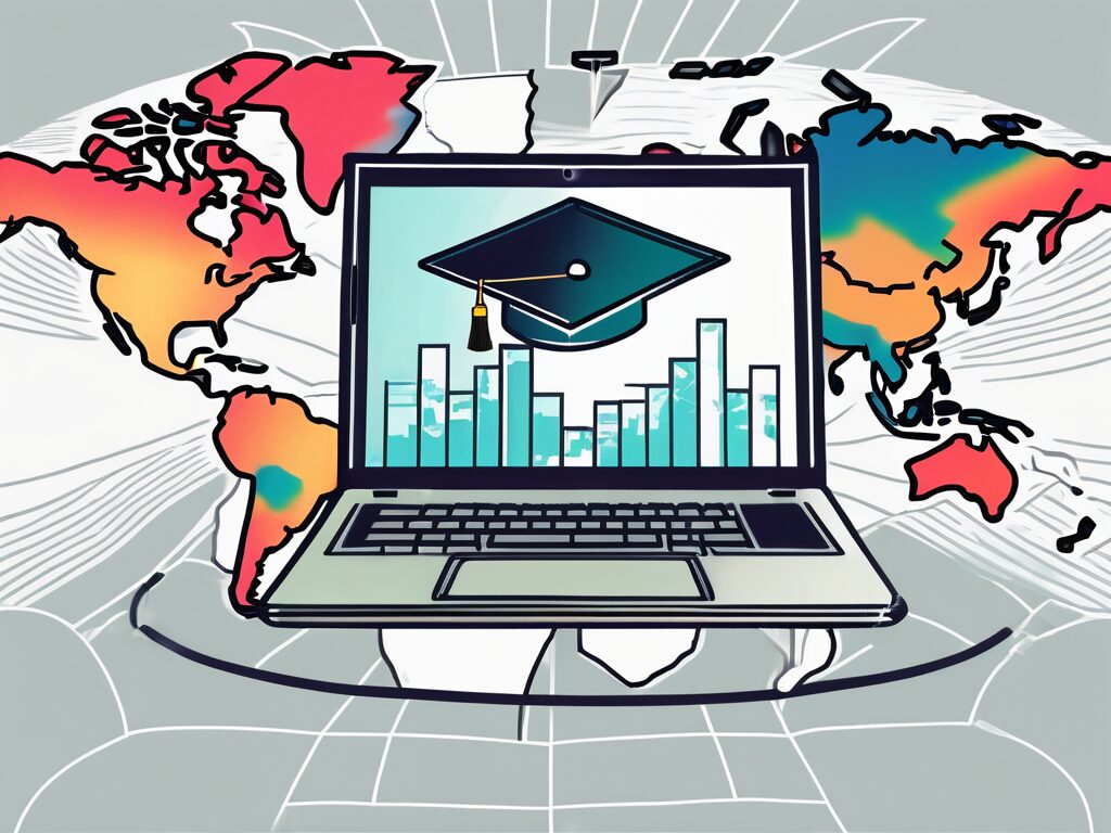 A laptop with a graduation cap on it