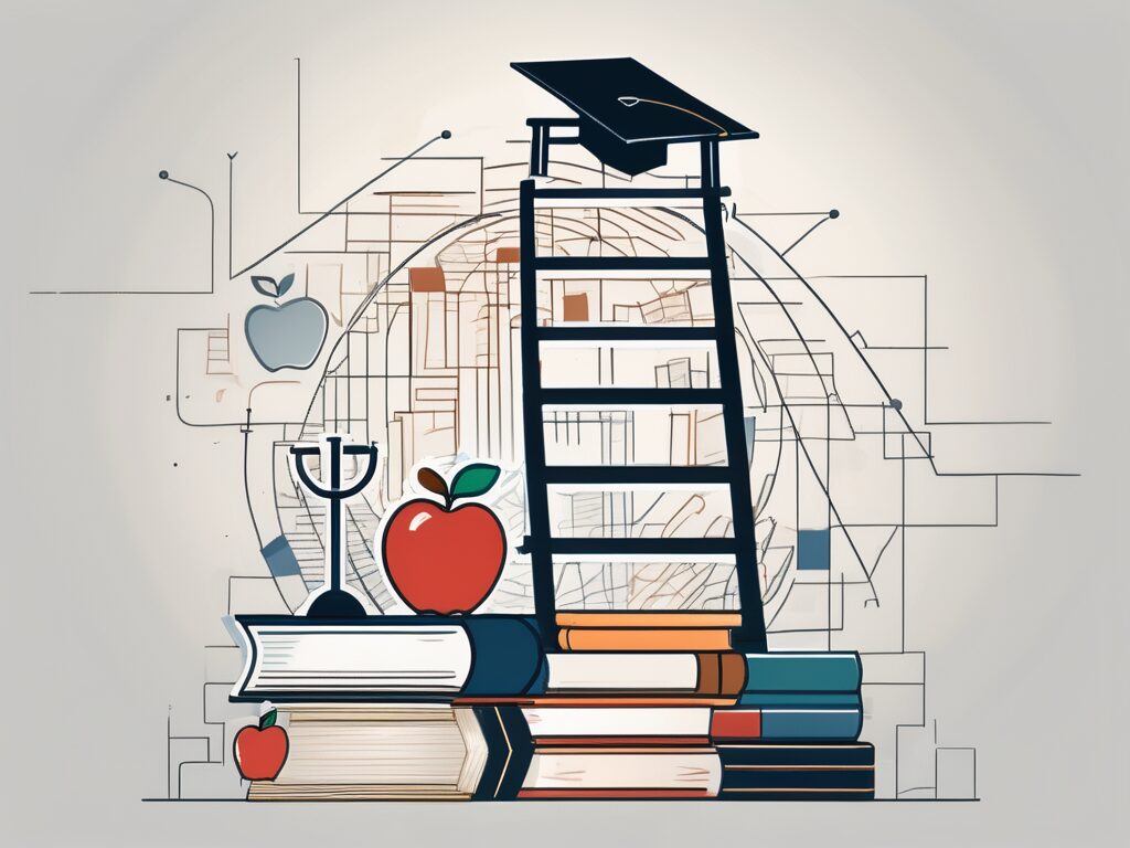 A ladder ascending towards a graduation cap