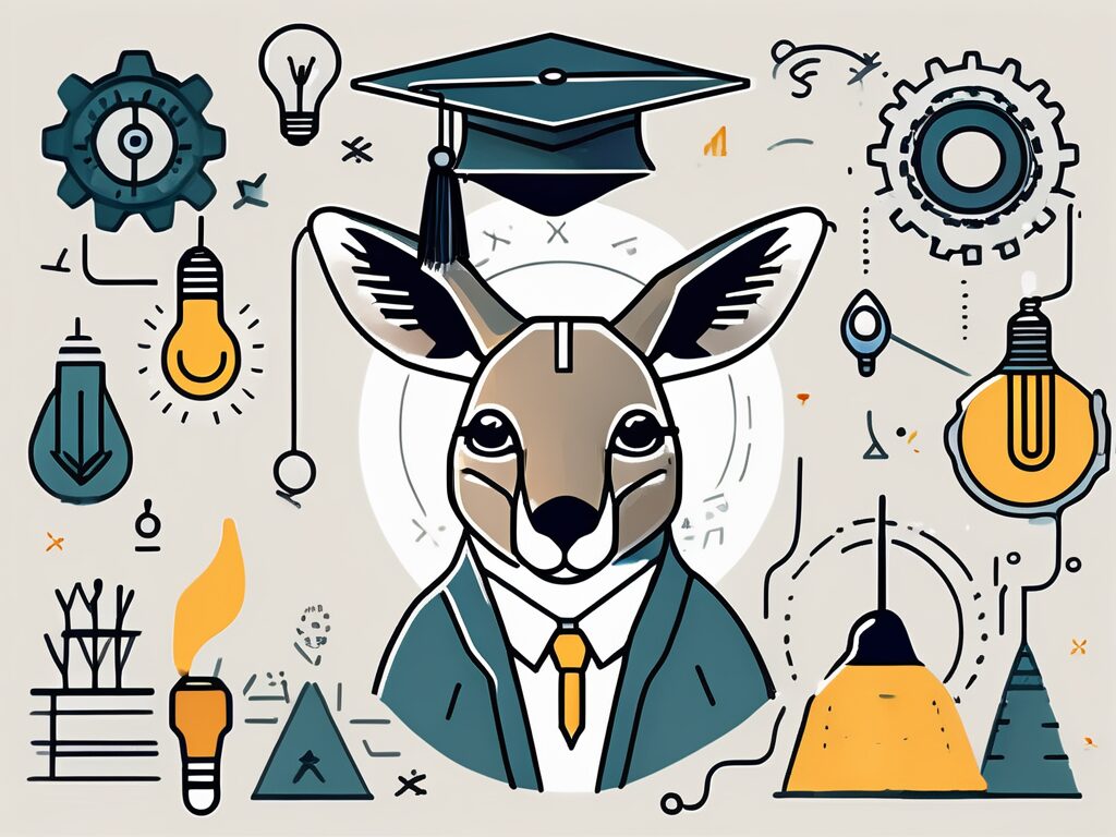 A kangaroo holding a graduation cap