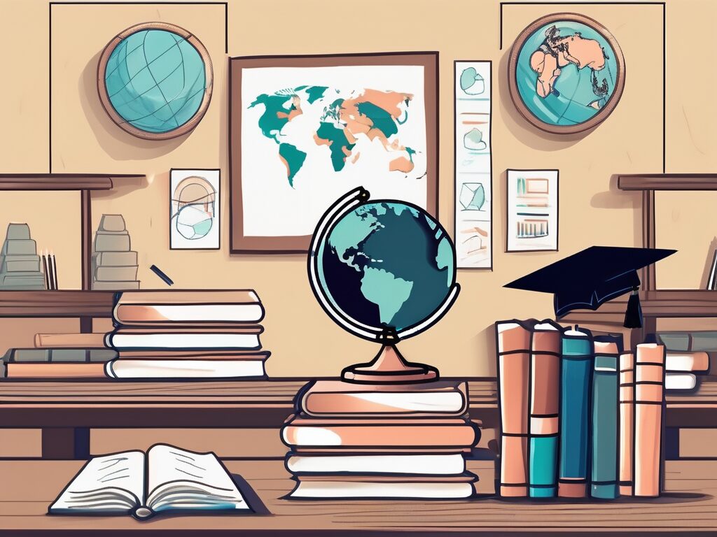 A classroom setting in thailand with various educational tools like books