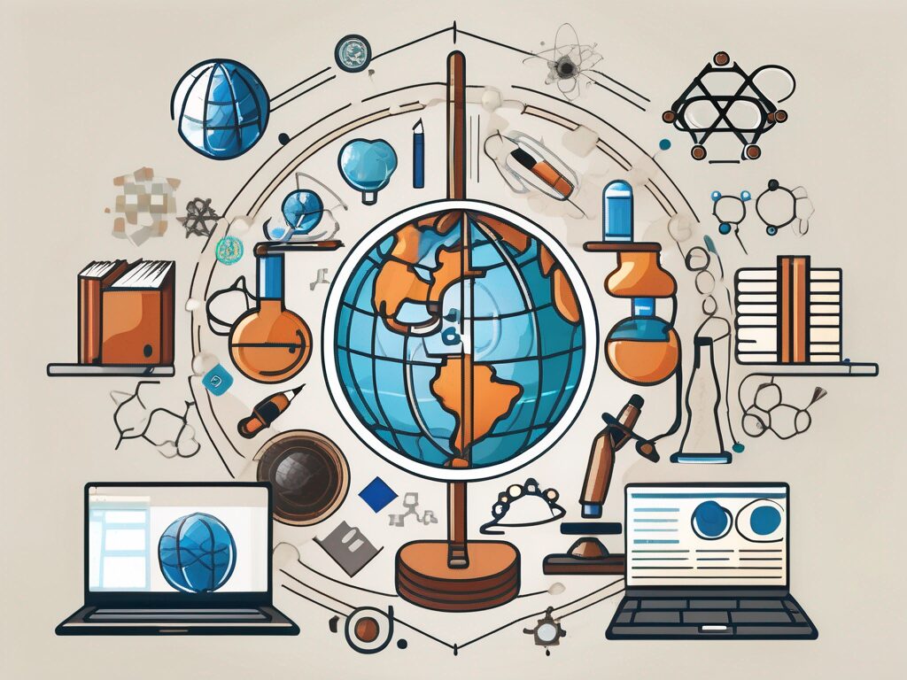 Various educational tools such as a laptop