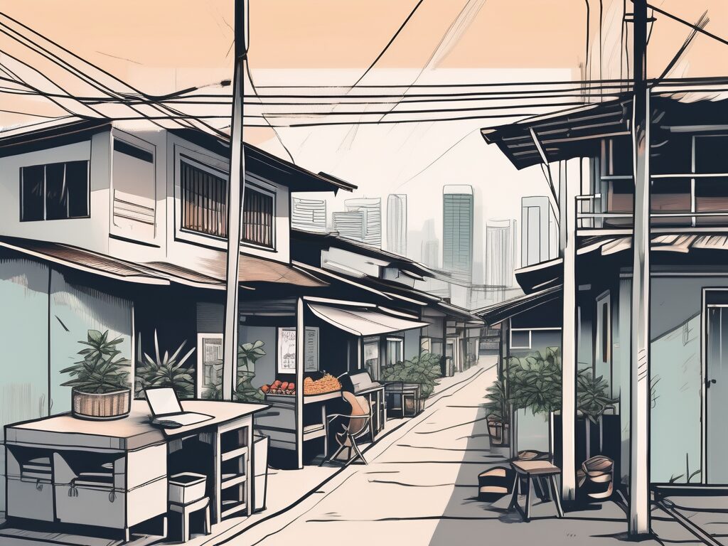 A typical thai cityscape with various cost of living elements like housing