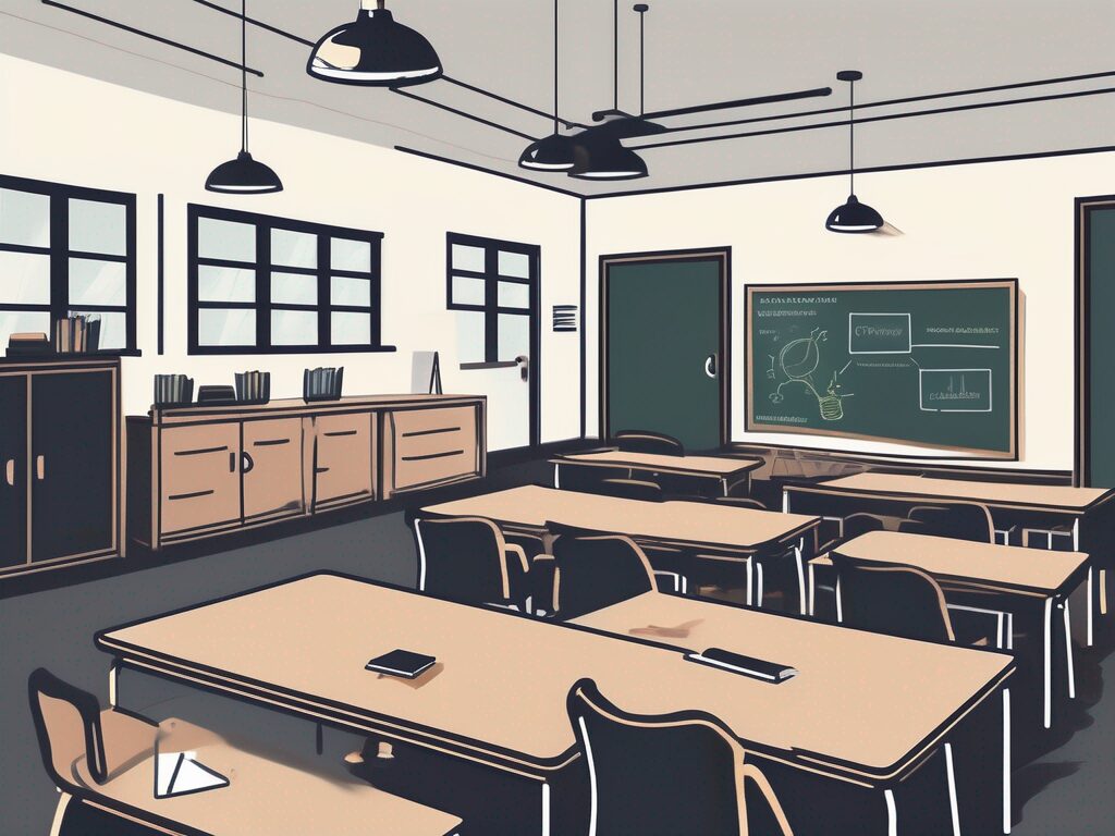 A classroom setting in malaysia with a chalkboard