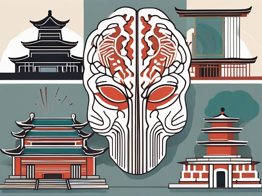 Four distinct elements representing different approaches to arts and humanities in china