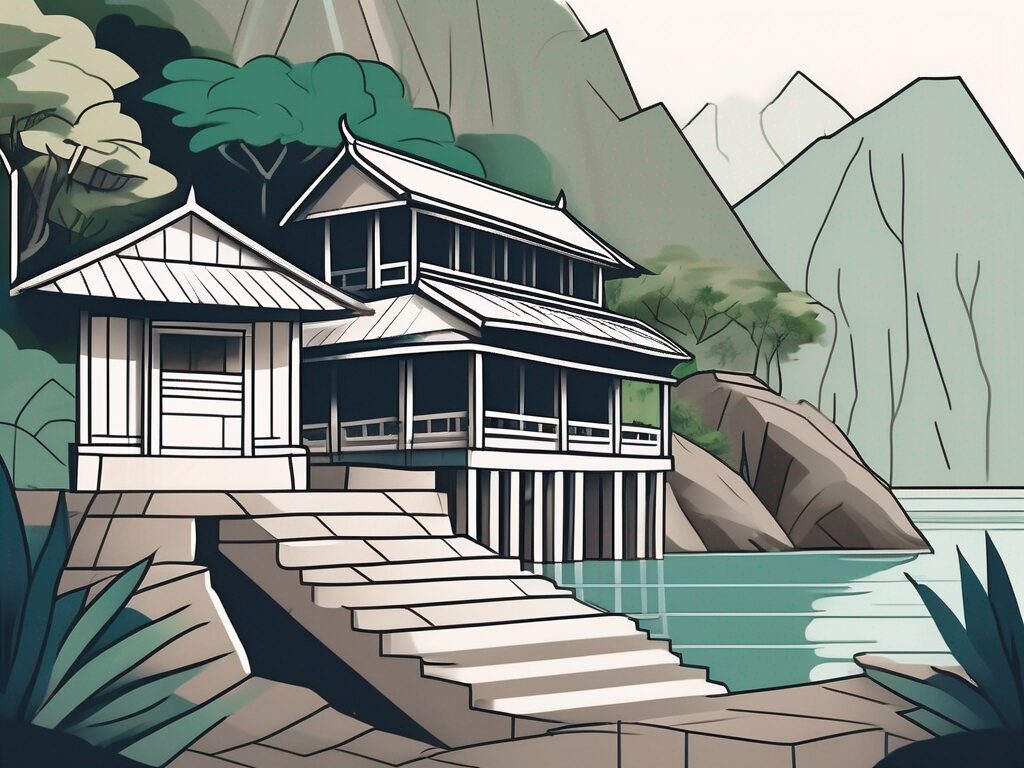 A traditional thai schoolhouse with six distinct barriers like a wall