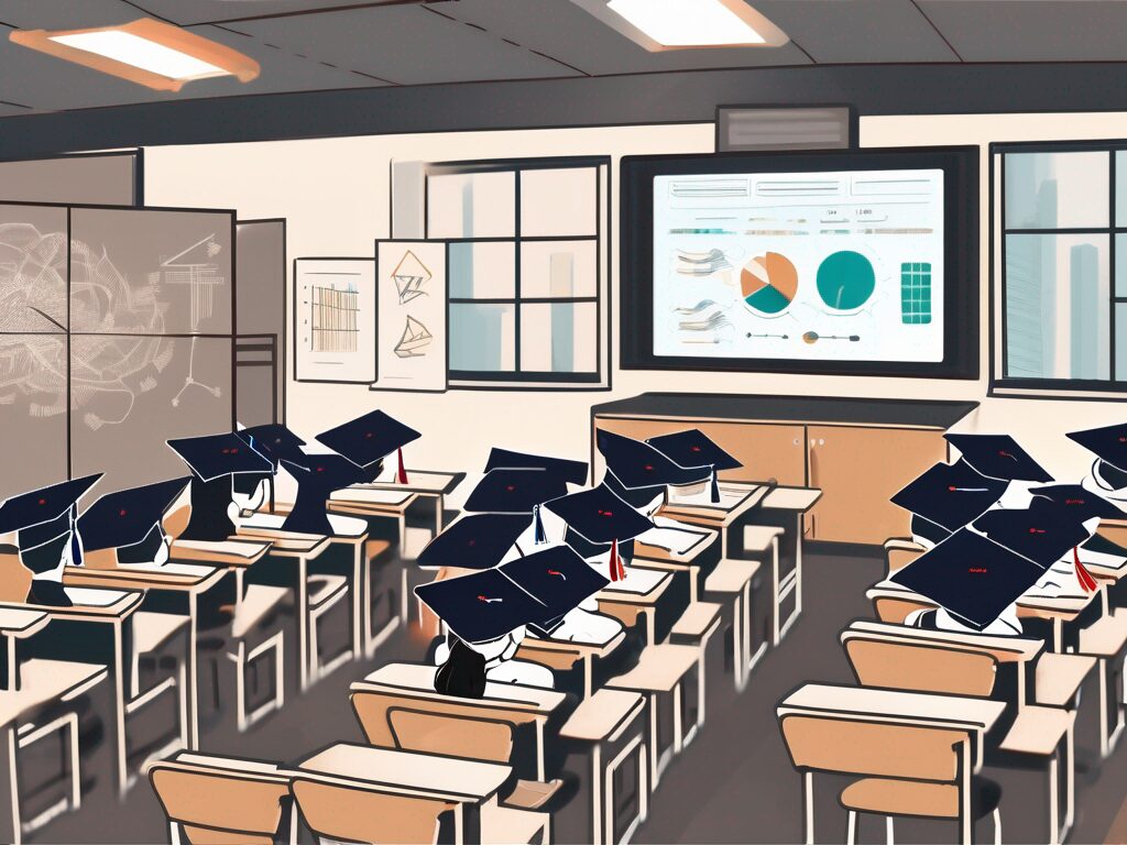 A classroom setting in hong kong with an iqts (intelligent quotient testing system) displayed on a screen