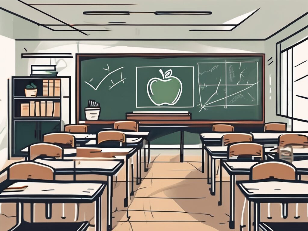 A classroom setting in singapore with symbols of education like books