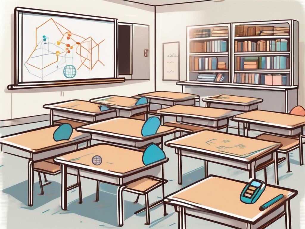 A classroom setting in hong kong showcasing various teaching tools such as a smart board