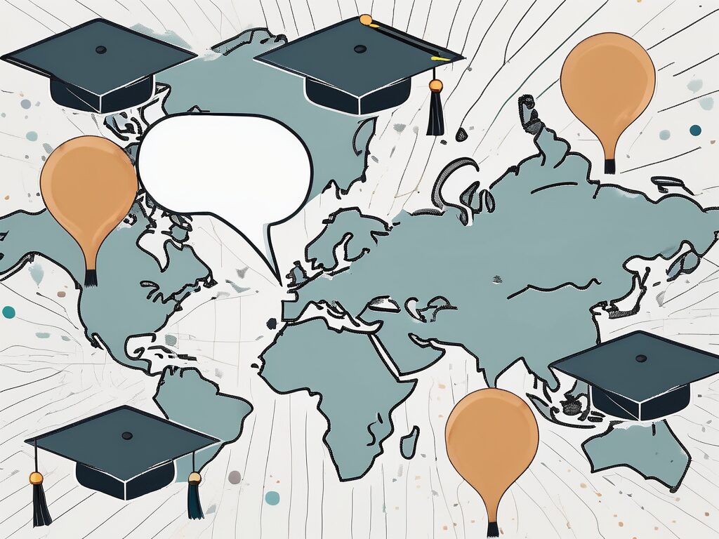 A map of malaysia dotted with graduation caps