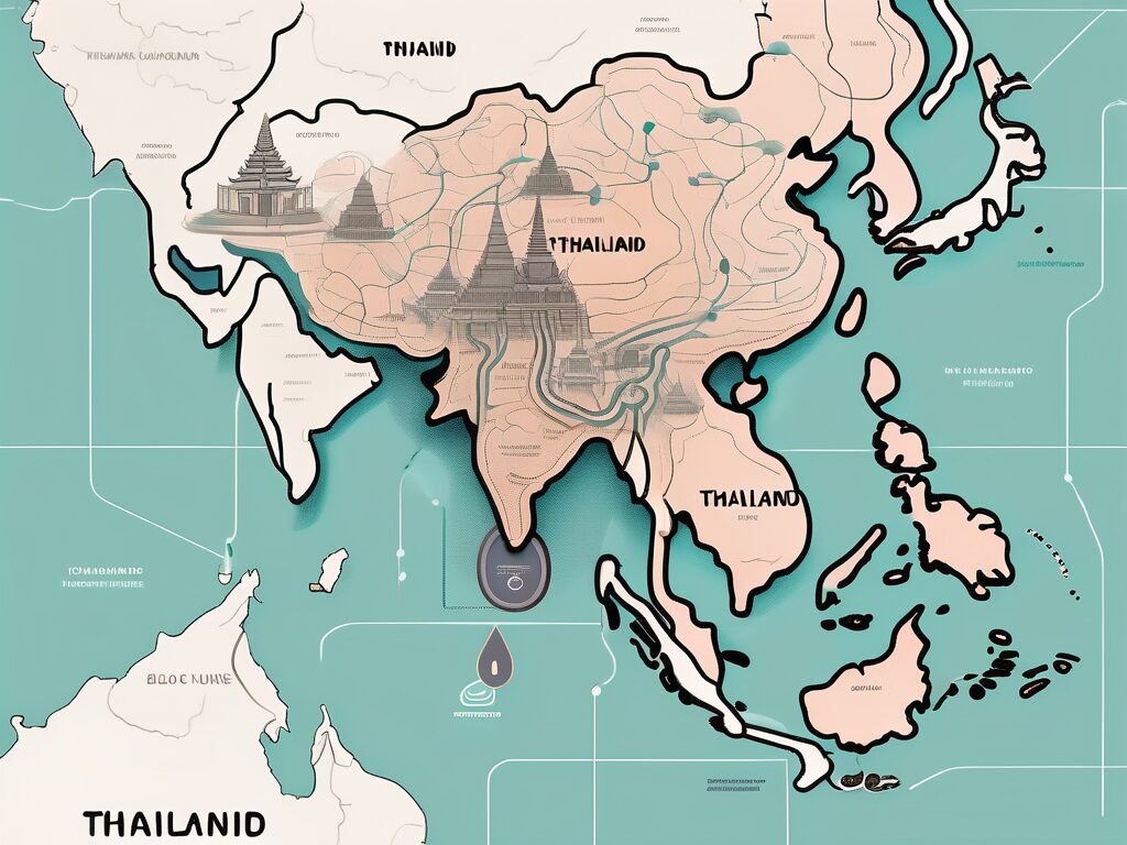 A map of thailand highlighted