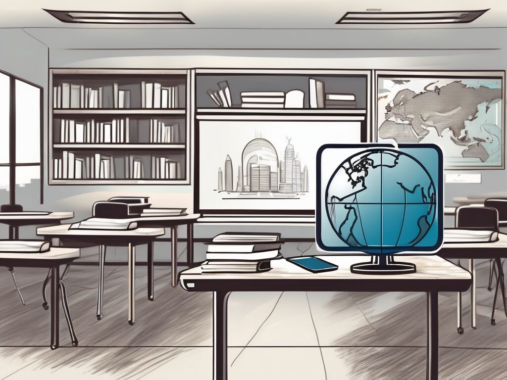 A classroom setting in dubai featuring various educational tools such as books