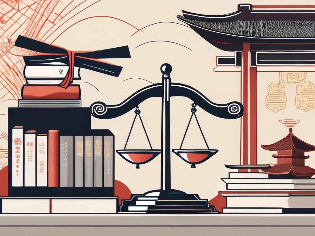 A balanced scale with traditional academic symbols like books and graduation cap on one side and an iqts (intelligent quotient testing system) on the other