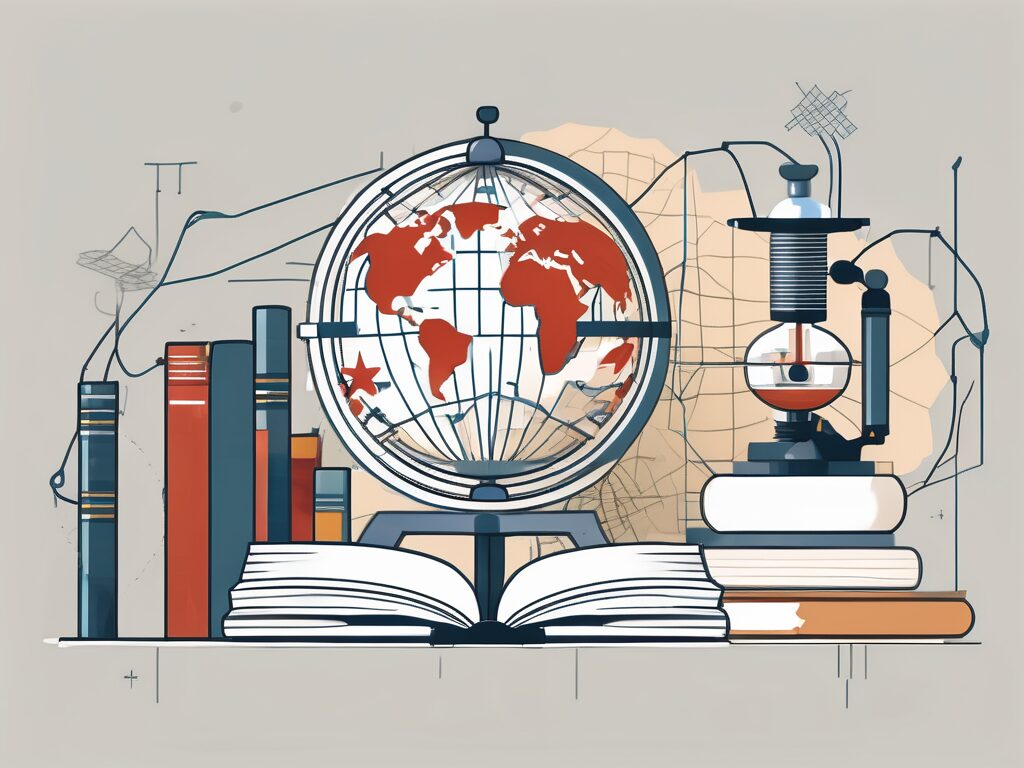 A globe with symbolic representations of china and an iqts (intelligent quotient testing system)