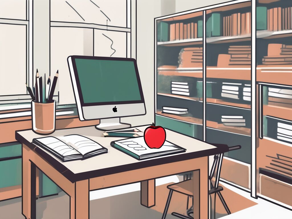 A classroom setting with diverse educational tools and policy documents