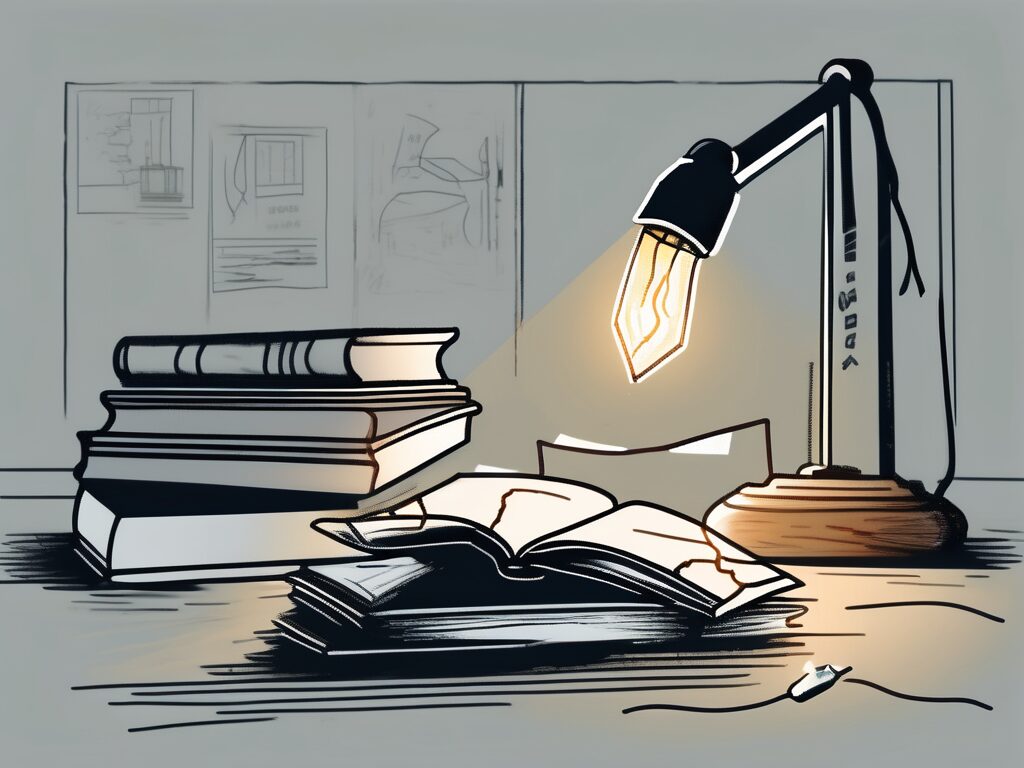 A classroom setting with a focus on symbolic elements like a broken pencil