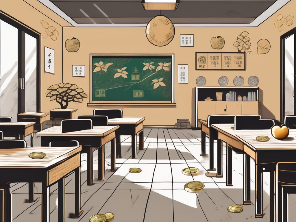 A classroom scene in china with a chalkboard