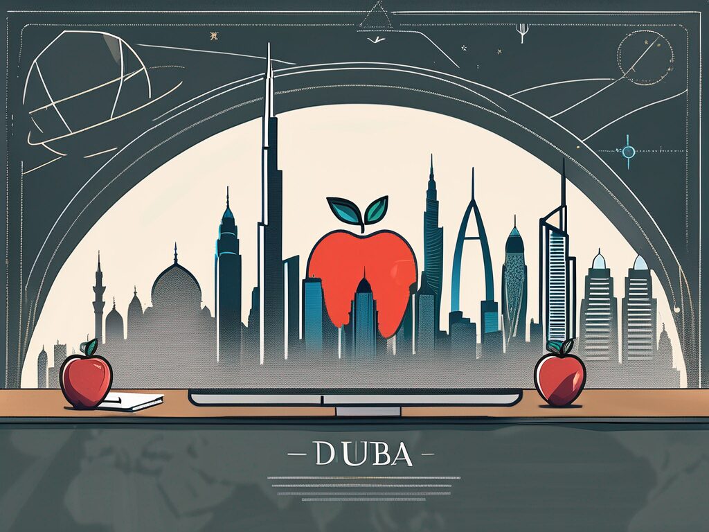 A vibrant dubai skyline with iconic landmarks