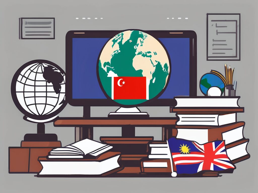 A classroom setting filled with educational resources like books