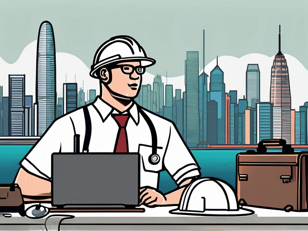 A diverse range of job tools such as a hard hat