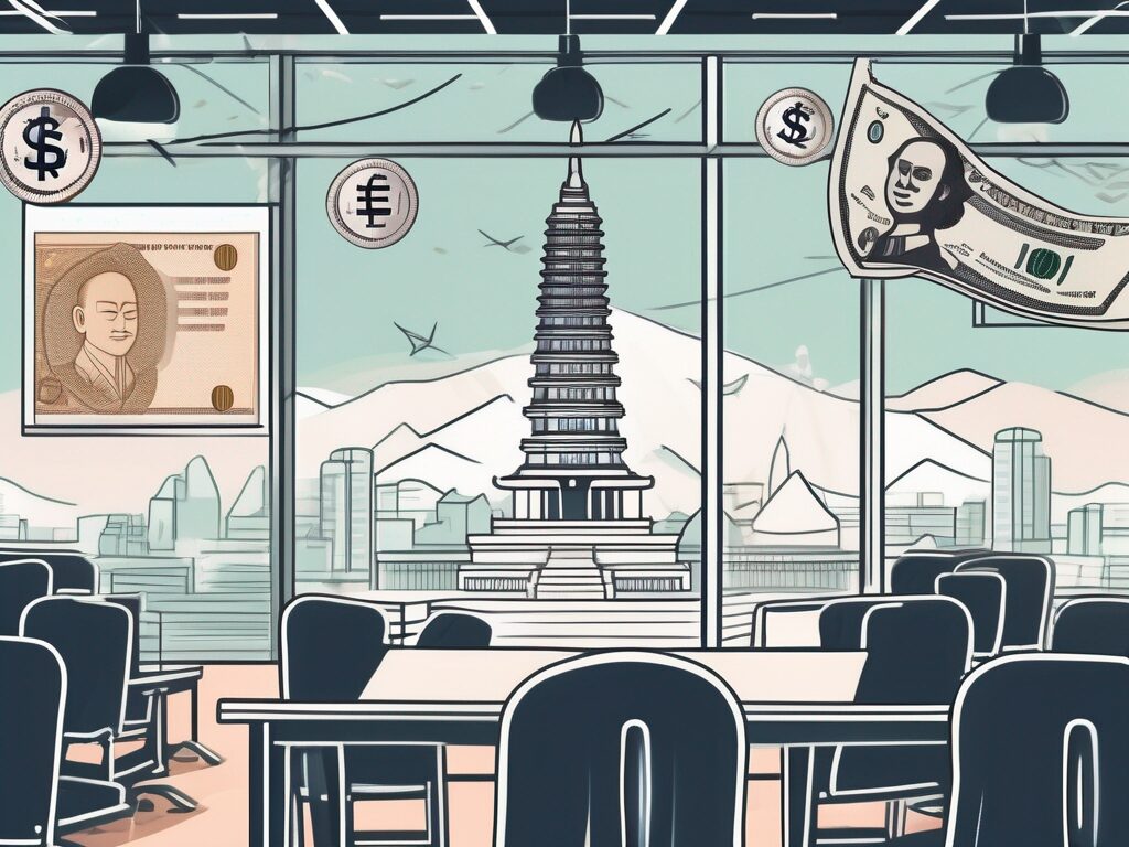A classroom setting with a view of thailand's landmarks in the background