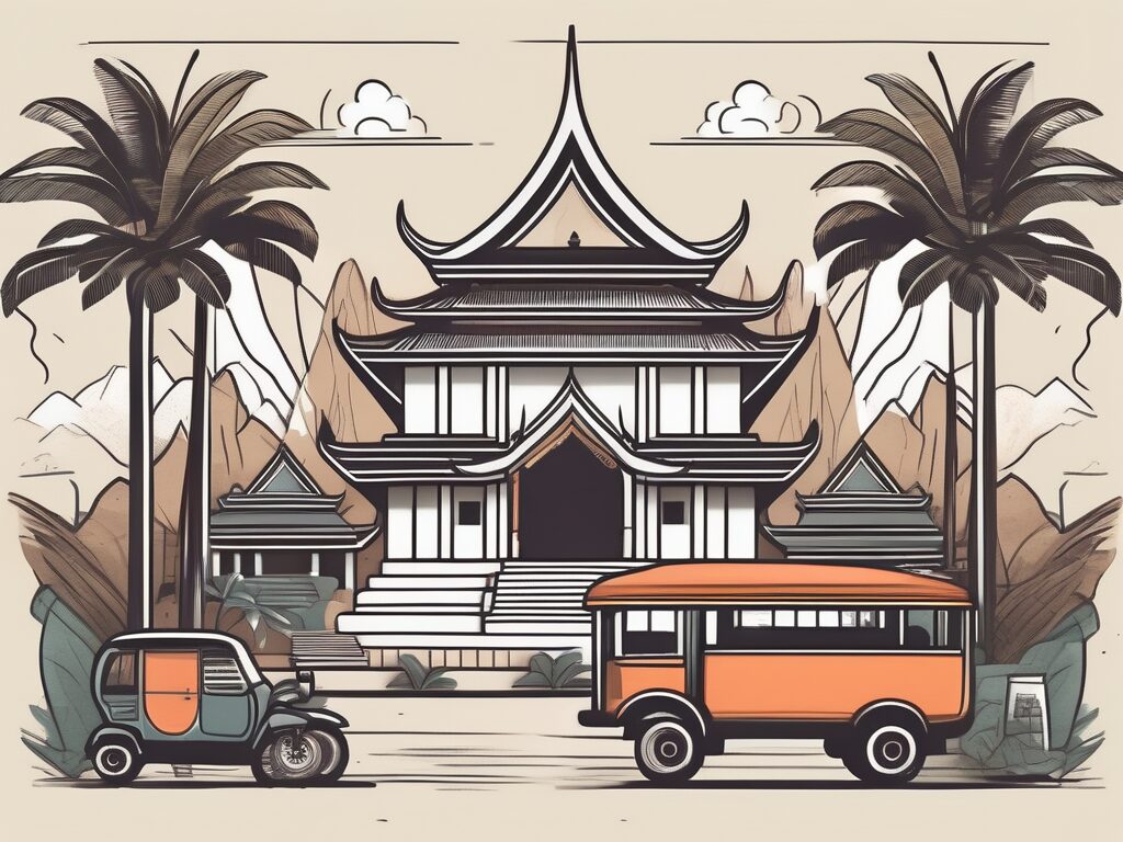 A blend of iconic thai landmarks and symbols