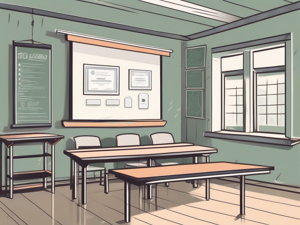 A classroom setting with thai architectural elements