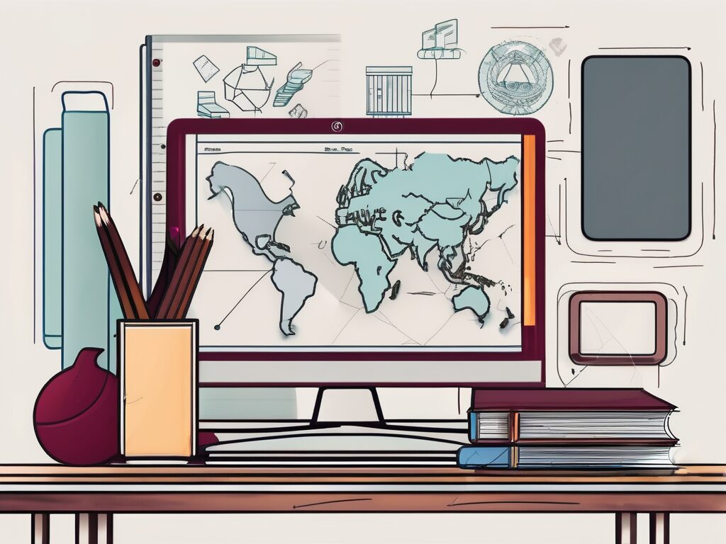 A classroom setting with diverse educational tools representing thailand and qatar