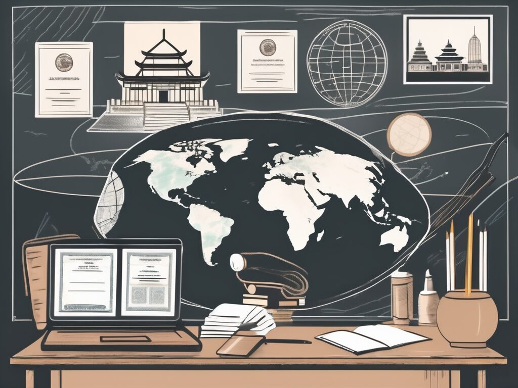A classroom setting with a chalkboard