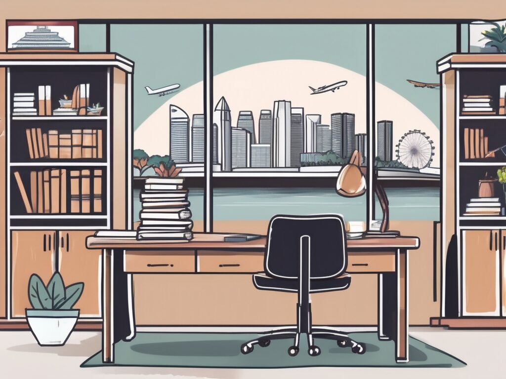 A classroom setting in singapore with tefl (teaching english as a foreign language) books on a desk