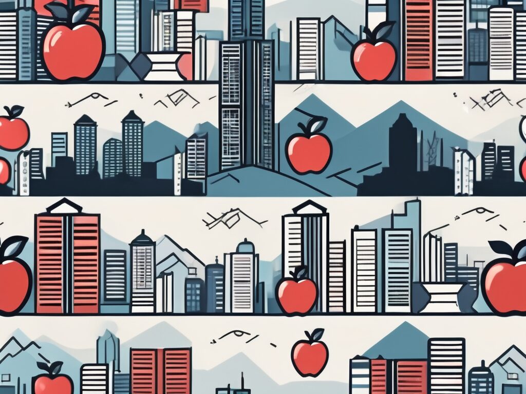 A hong kong skyline with symbolically represented educational elements like books