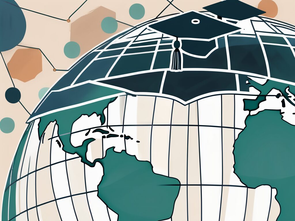 A graduation cap on top of a globe